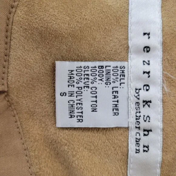 Rezrekshn by Ester Chen Tan Suede Moto Jacket Women's Size Small - Picture 7 of 7